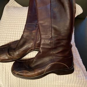 High leather brown cognac winter insulated boots size 36 6